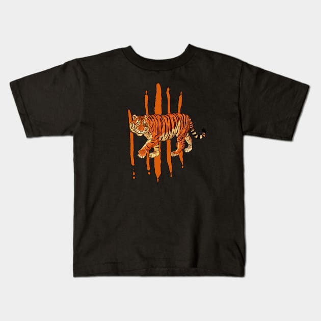 Tiger Paint Kids T-Shirt by Peppermint Narwhal